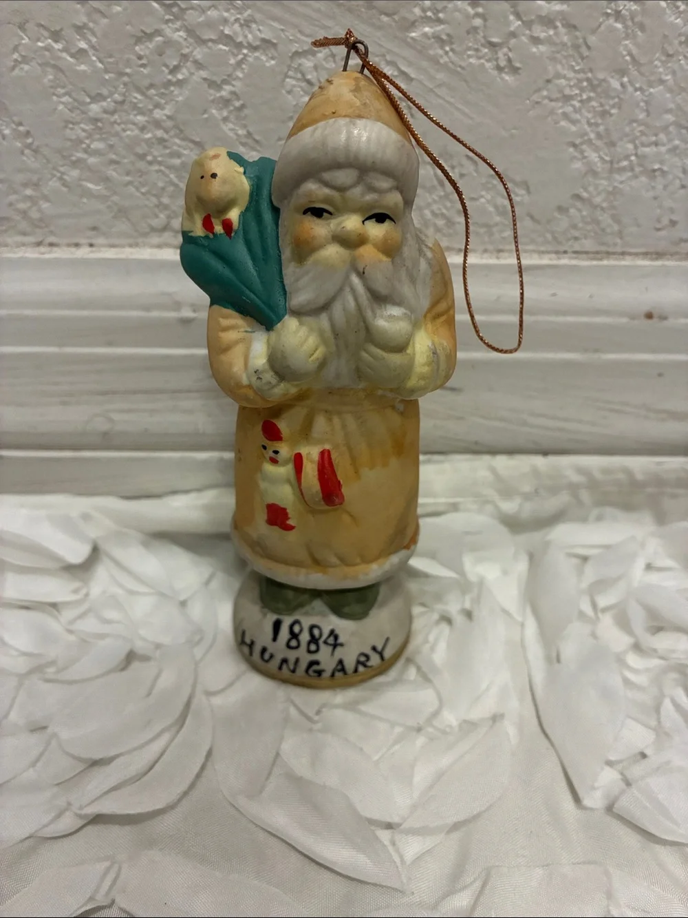 Vintage-Style Yellow Santa Ornament - Unbranded